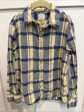 Crewcuts Yellow and Blue Plaid Casual Button-Down Shirt